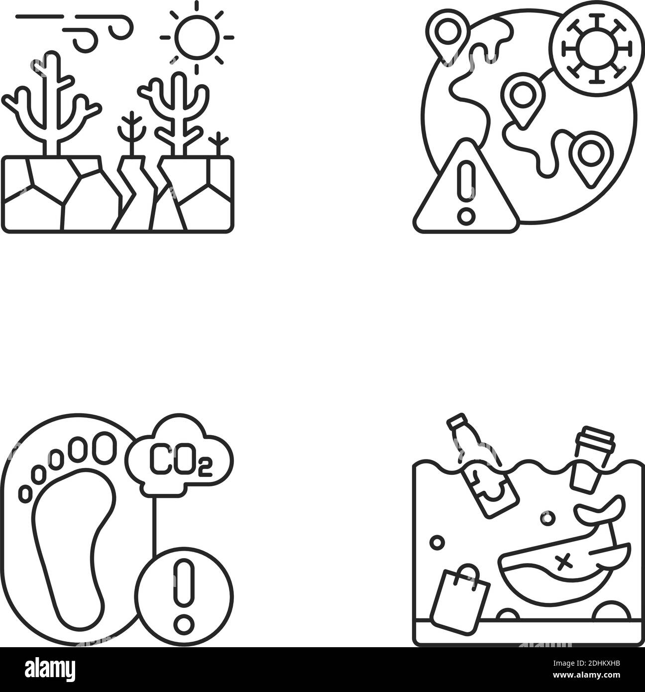 Global warming linear icons set Stock Vector Image & Art - Alamy