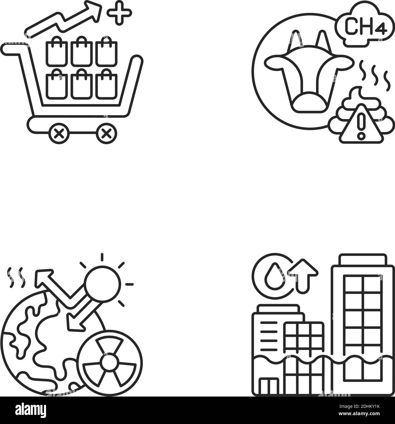 Global warming linear icons set Stock Vector Image & Art - Alamy