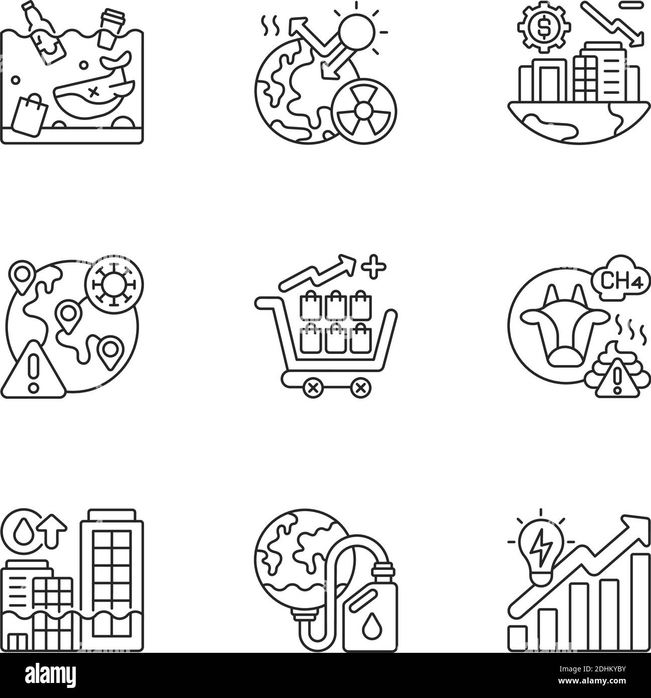 Global warming linear icons set Stock Vector Image & Art - Alamy