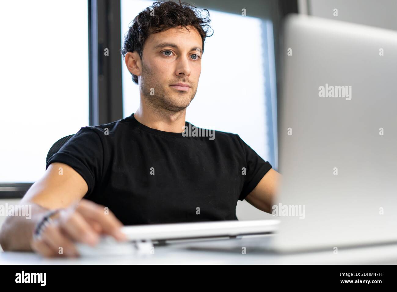 work from home with the computer in the office Stock Photo - Alamy