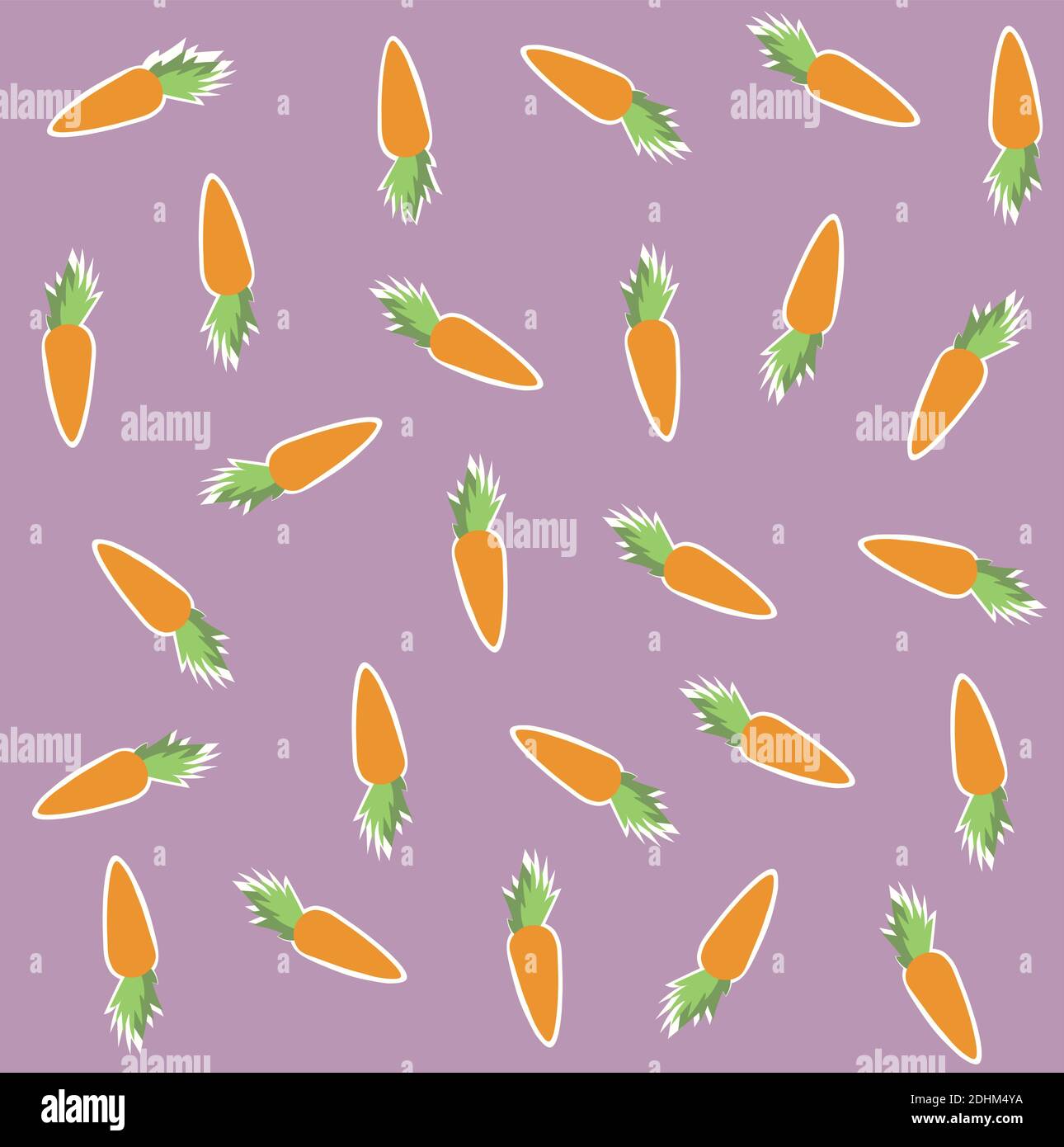 Seamless Pattern with Carrots Vegetables on Purple Background.  Stock Vector