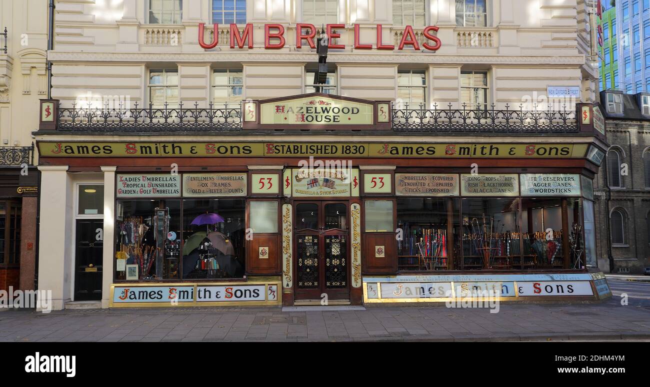 James Smith & Sons umbrella shop in London , United Kingdom Stock Photo