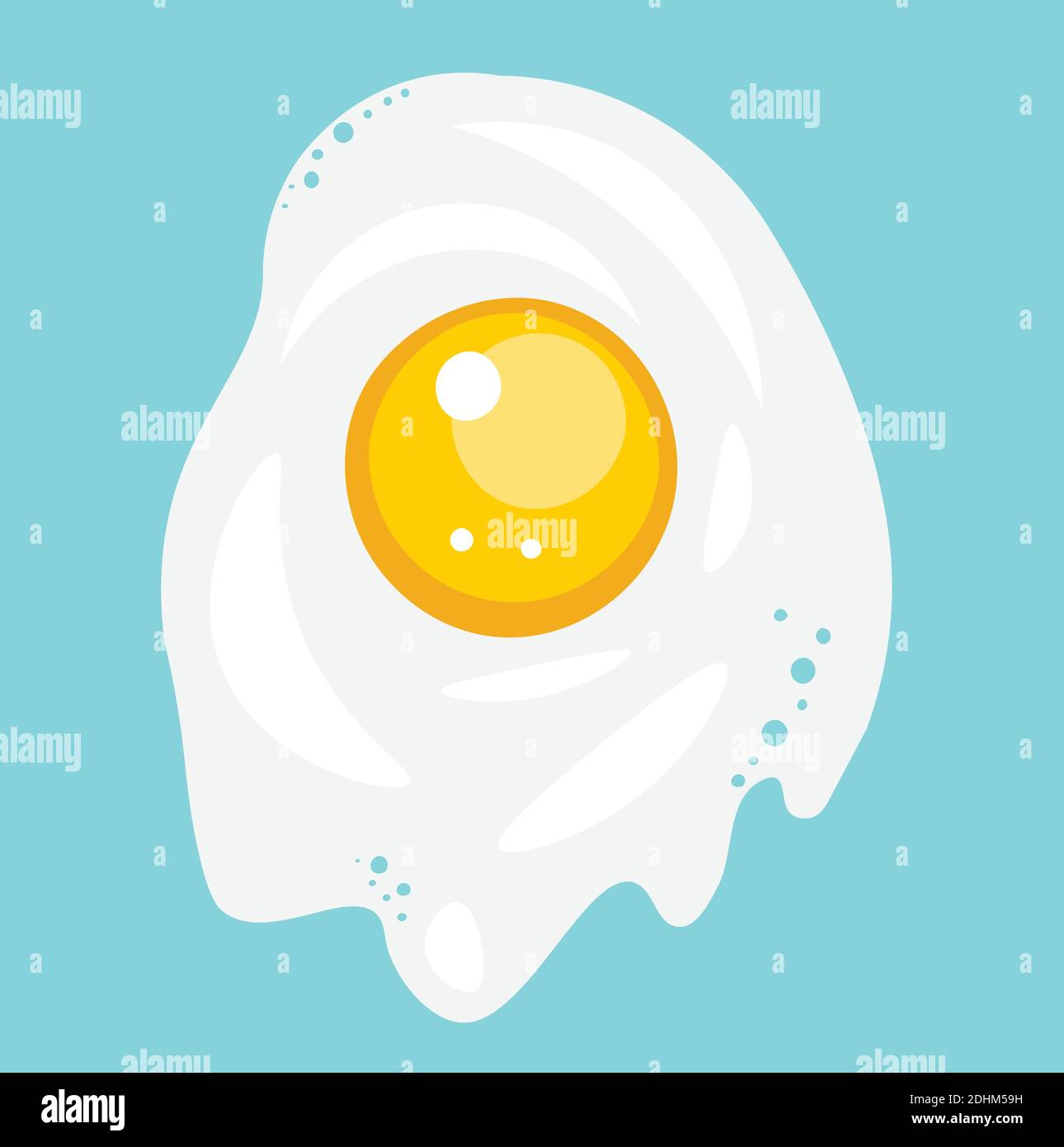 Fried Egg Isolated on Light Blue Background. Flat Design. Stock Vector