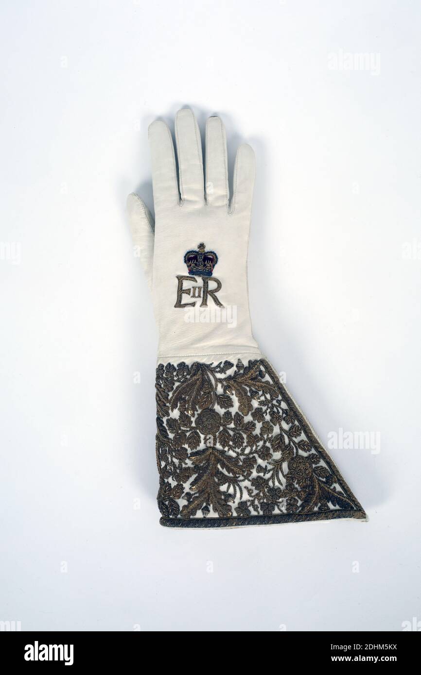 United Kingdom ,Worcester ,Warminster,Dents maker of gloves and accessories , Queen Elizabeth II's coronation glove. Stock Photo