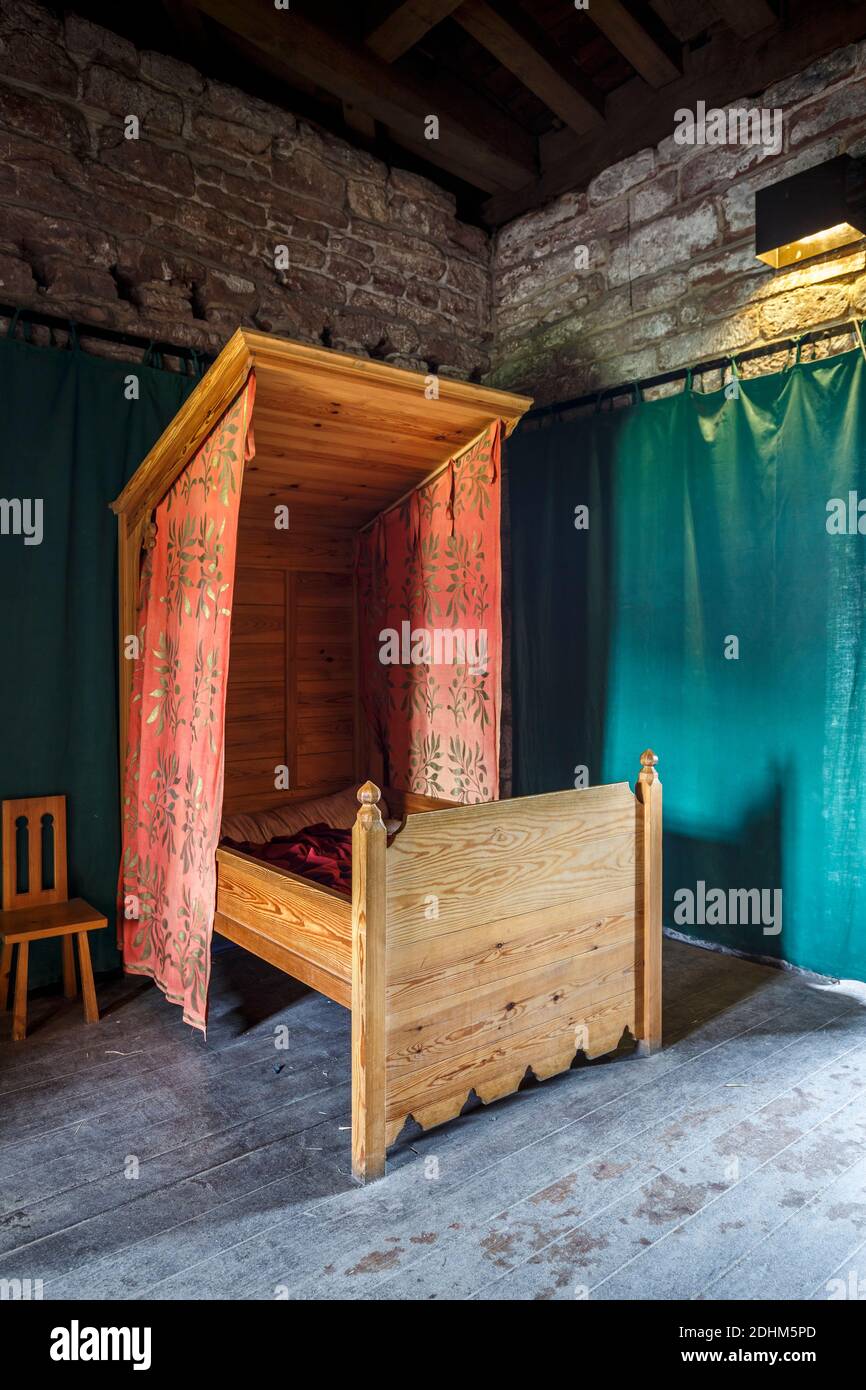 Bedroom, Warden's apartment, Carlisle Castle, Carlisle, Cumbria, England, United Kingdom Stock Photo