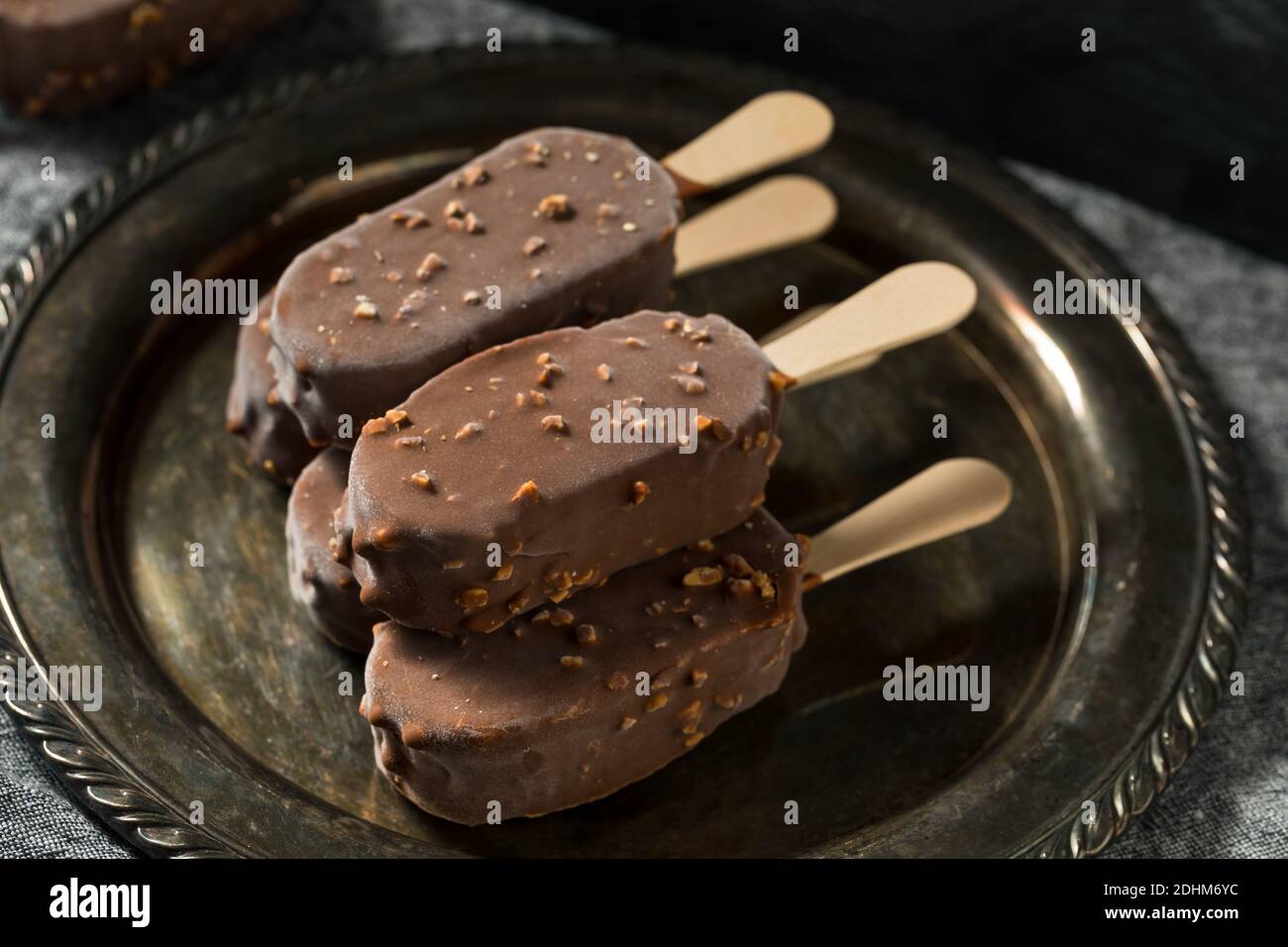 Frozen Chocolate Covered Ice Cream Bars with Nuts Stock Photo Alamy