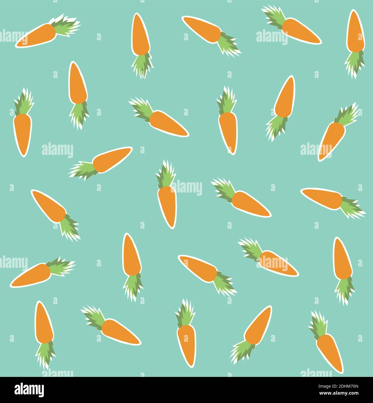 Seamless Pattern with Carrots Vegetables on Green Background.  Stock Vector