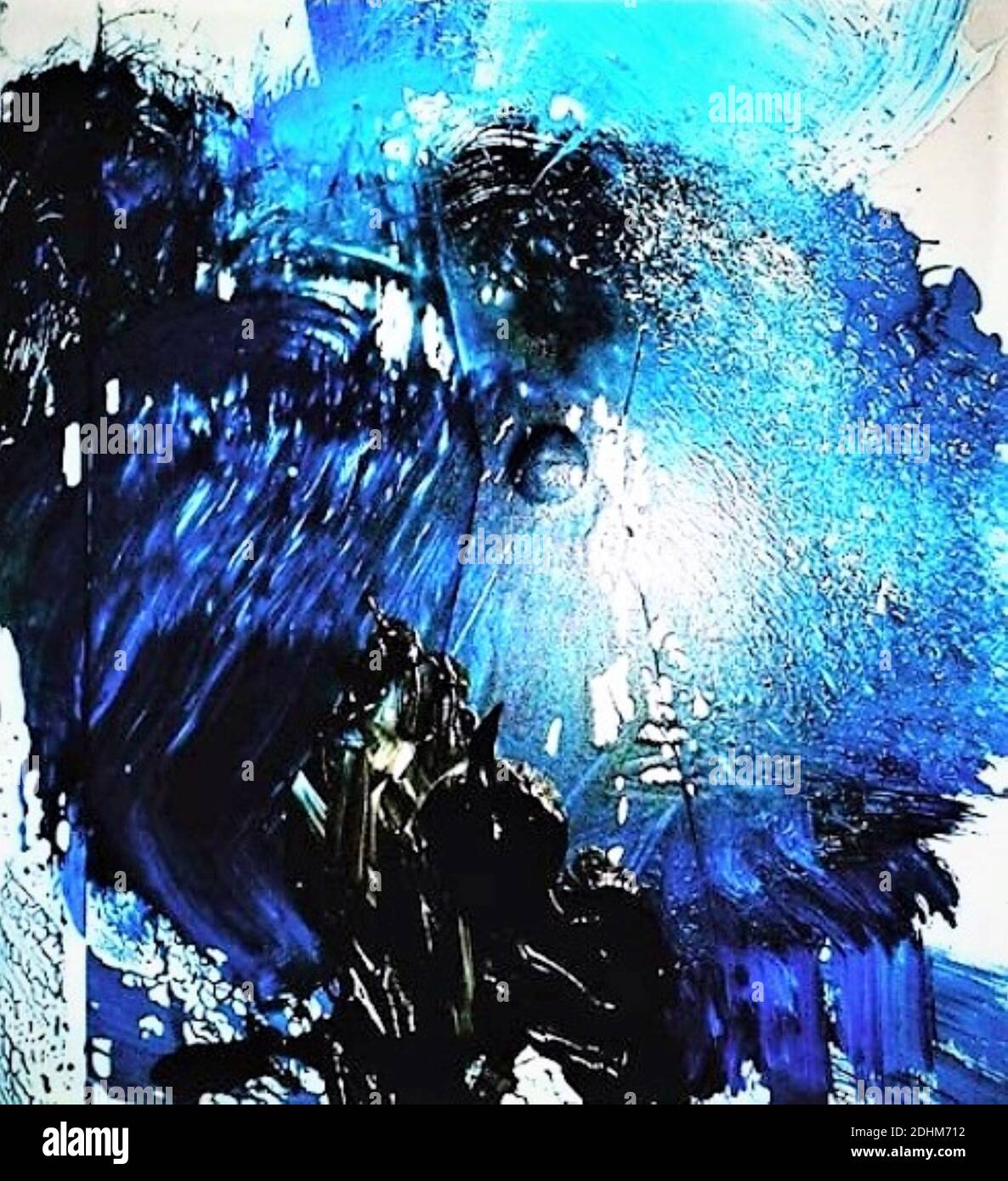 Abstract background painting in blue colour. Abstract blue acrylic