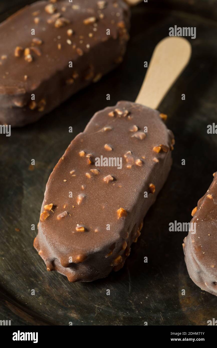 Frozen Chocolate Covered Ice Cream Bars with Nuts Stock Photo Alamy