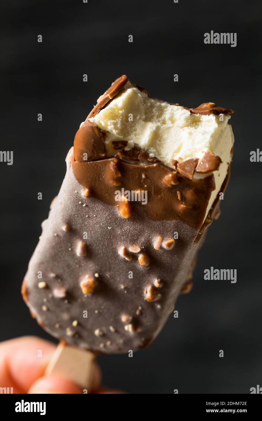 Frozen Chocolate Covered Ice Cream Bars with Nuts Stock Photo Alamy