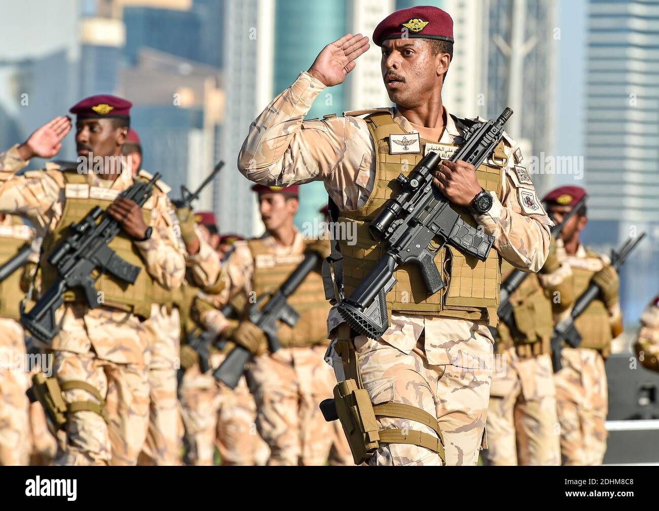 Doha, Qatar. 11th Dec, 2020. Qatari soldiers participate in a military