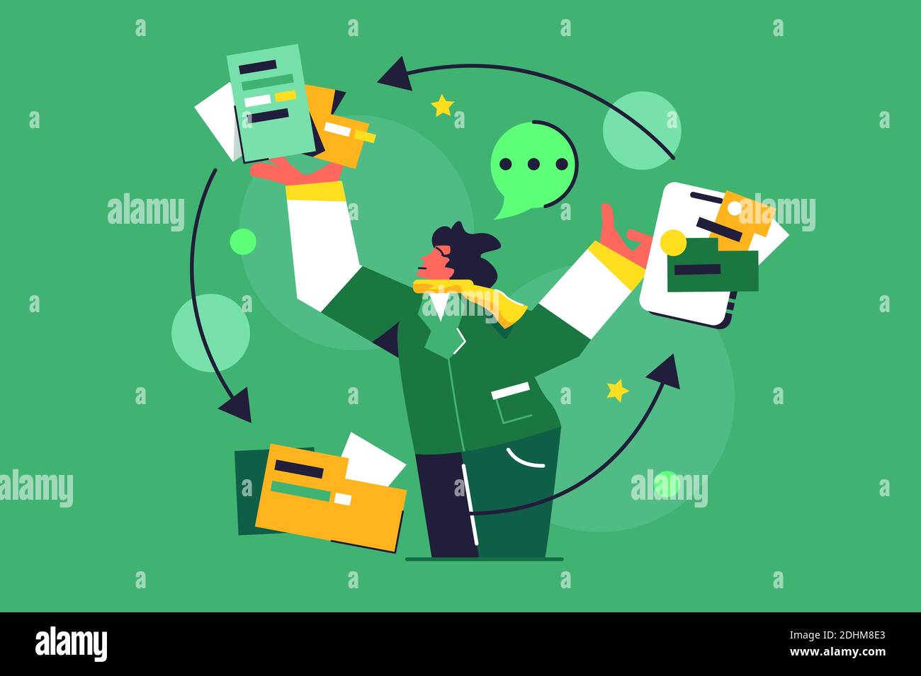 The girl deals with the files that go into circulation Stock Vector ...