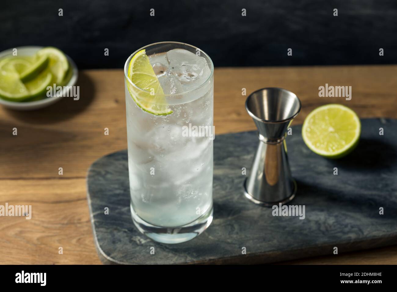 Refreshing Boozy Tequila Tonic with a Lime Garnish Stock Photo Alamy