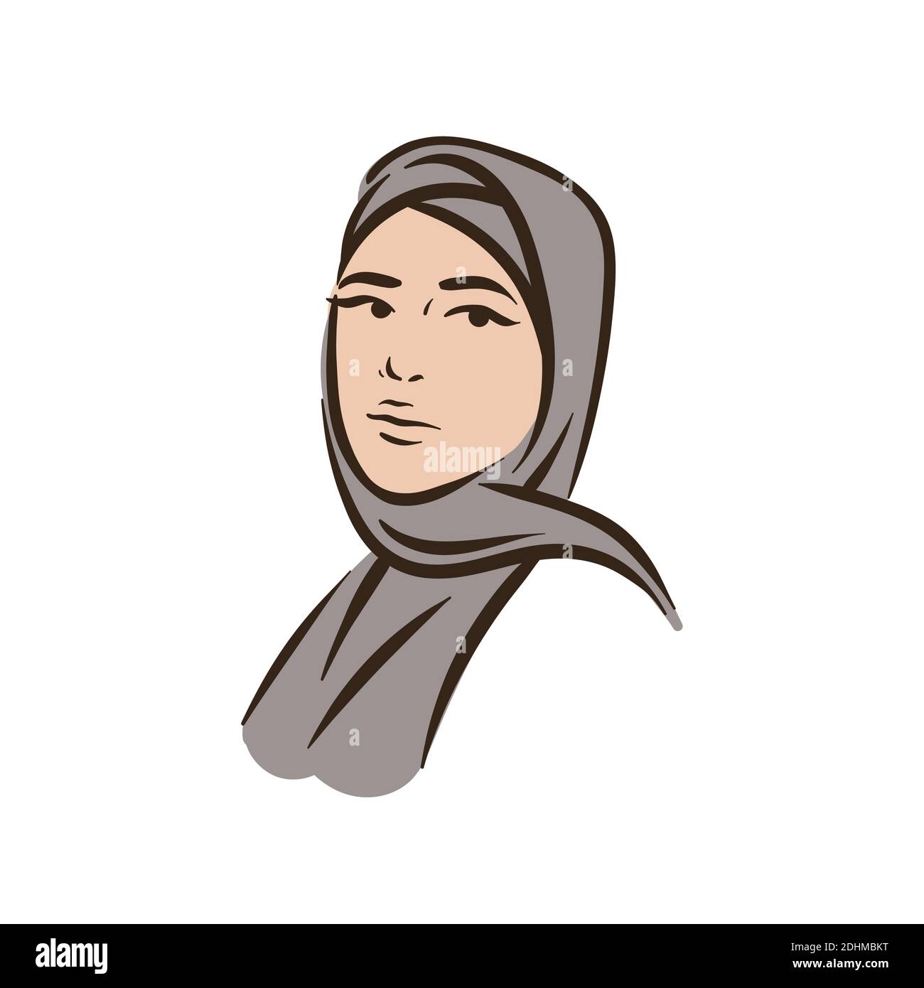 Muslim arabic islam woman in hijab and abaya portrait Stock Vector ...
