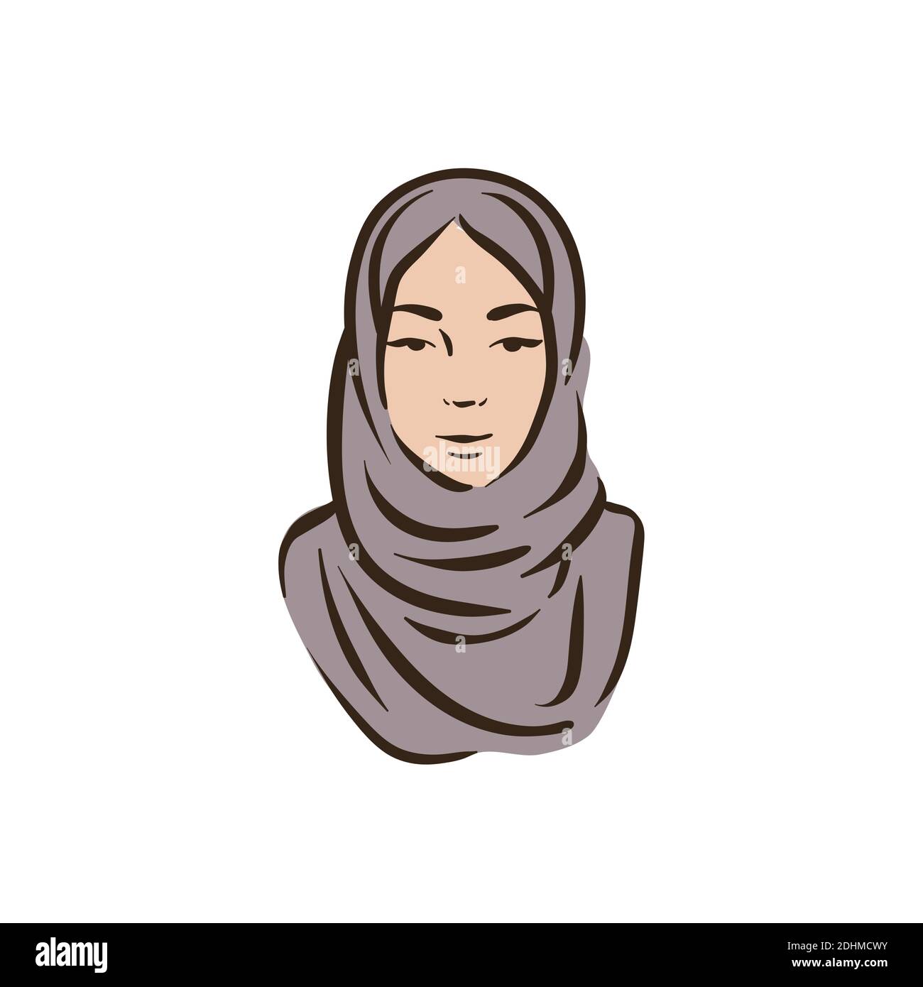 Muslim arabic islam woman in hijab and abaya portrait Stock Vector ...