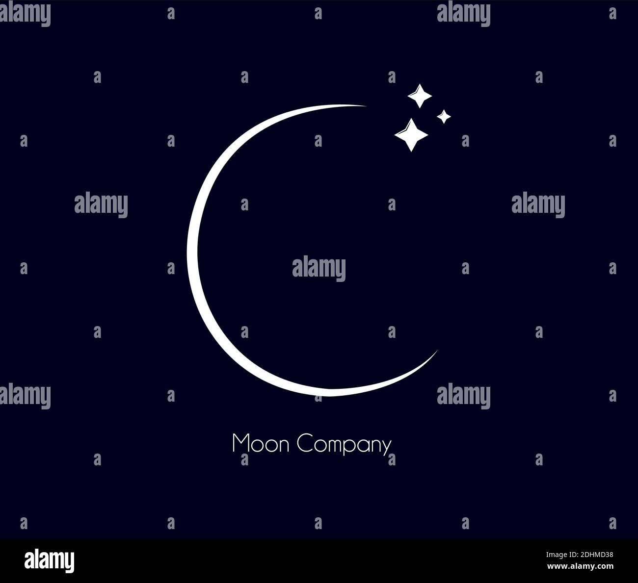 Astronomical logo design. The Moon is the Earth's satellite Stock Vector