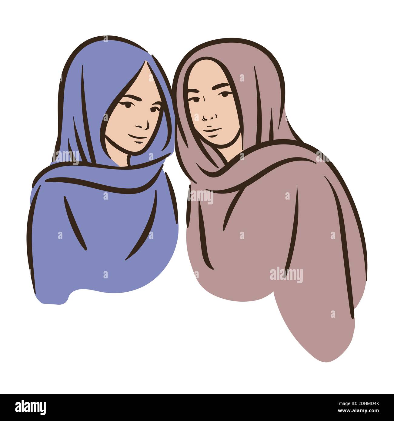 Muslim arabic islam woman in hijab and abaya portrait Stock Vector ...
