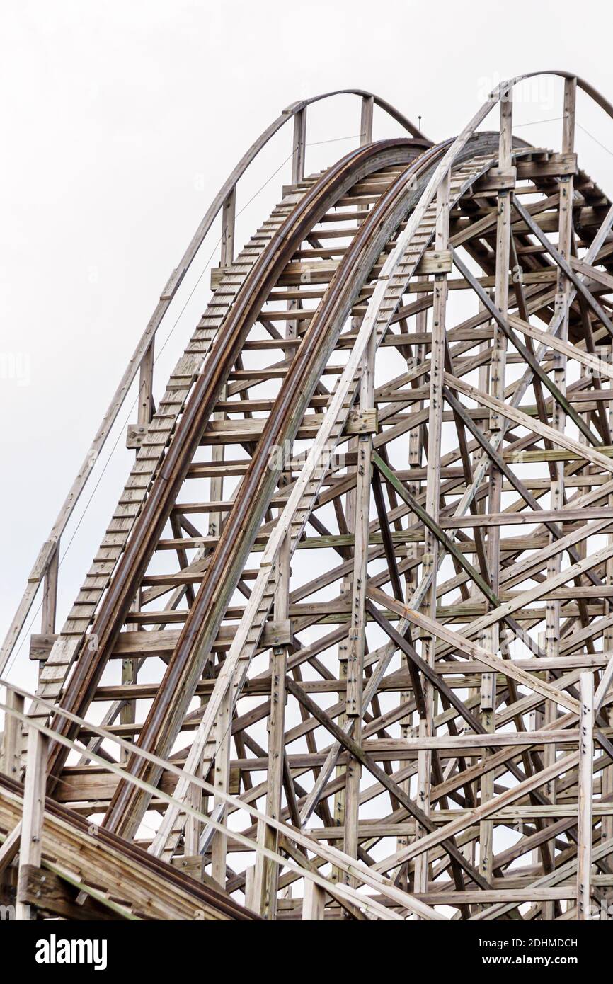 Birmingham Alabama,Splash Adventure formerly VisionLand Magic Adventure Theme Park,roller coaster traditional wooden, Stock Photo