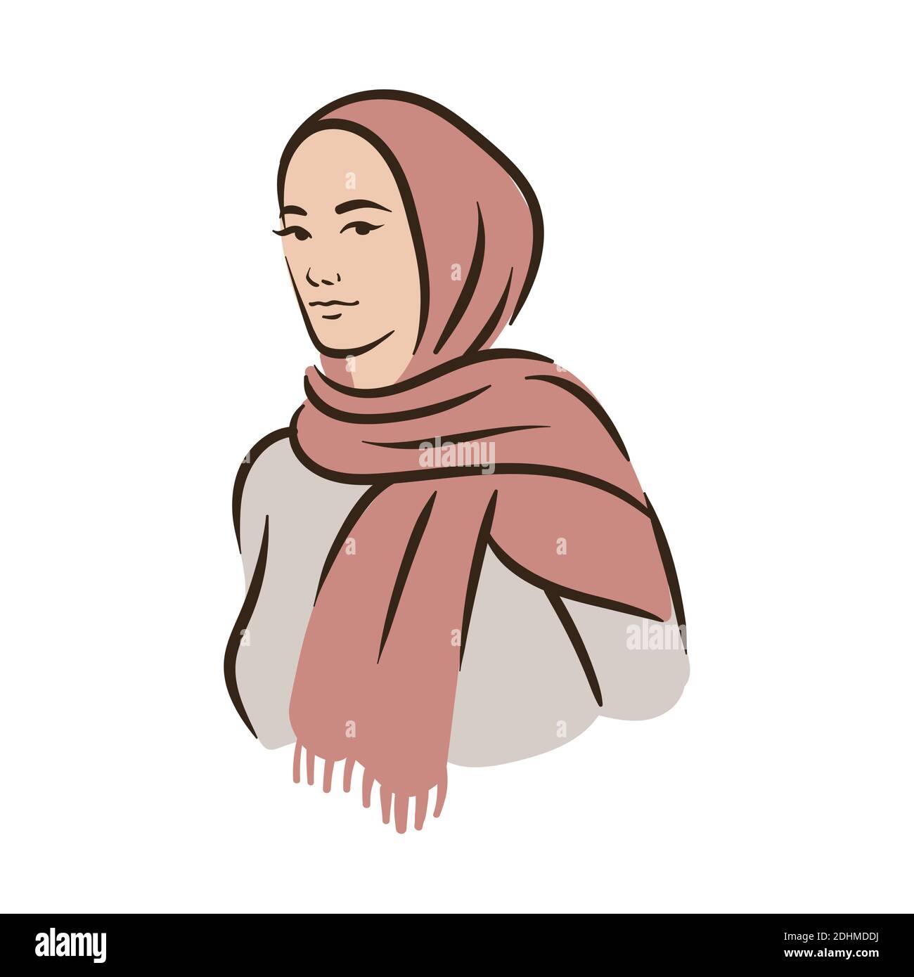 Muslim arabic islam woman in hijab and abaya portrait Stock Vector ...
