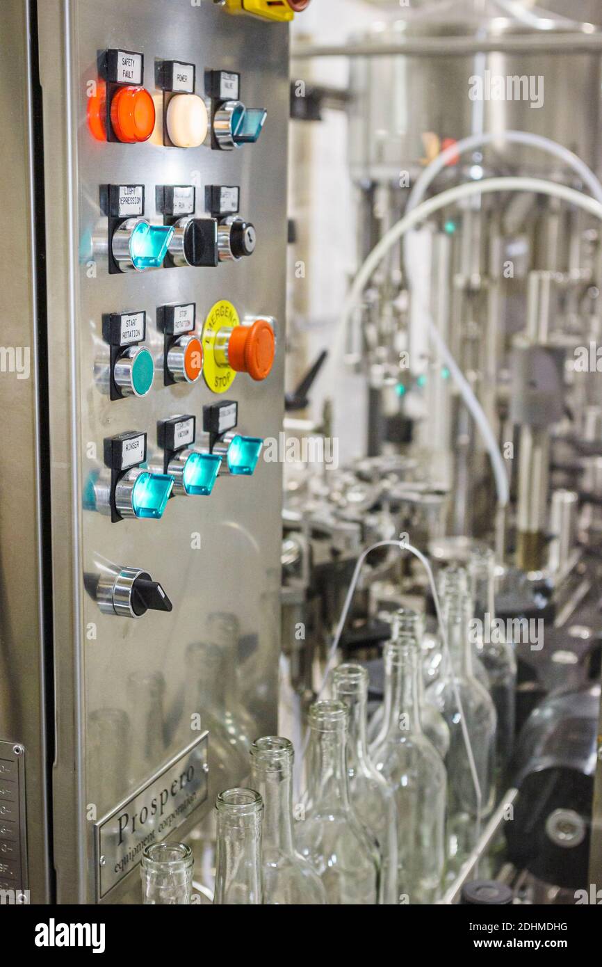 Alabama Harpersville Morgan Creek Vineyards,bottling assembly line control panel, Stock Photo