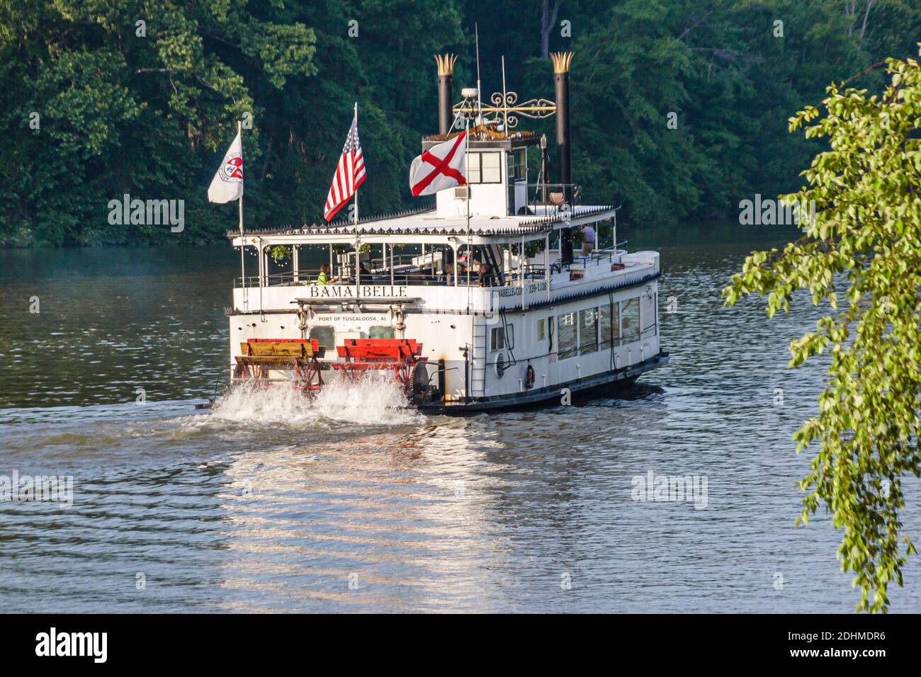 Tuscaloosa Alabama,Warrior River Riverwalk,Bama Belle Paddlewheel Riverboat sightseeing cruise, Stock Photo