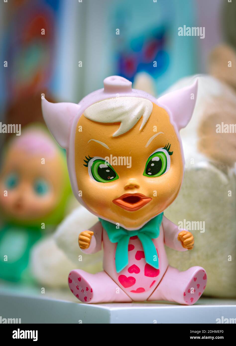 Little toy - puppet with angry face, close-up Stock Photo