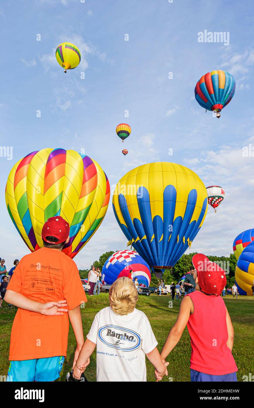 Alabama Decatur Alabama Jubilee Hot Air Balloon Classic,Point Mallard Park balloons annual event boys, Stock Photo