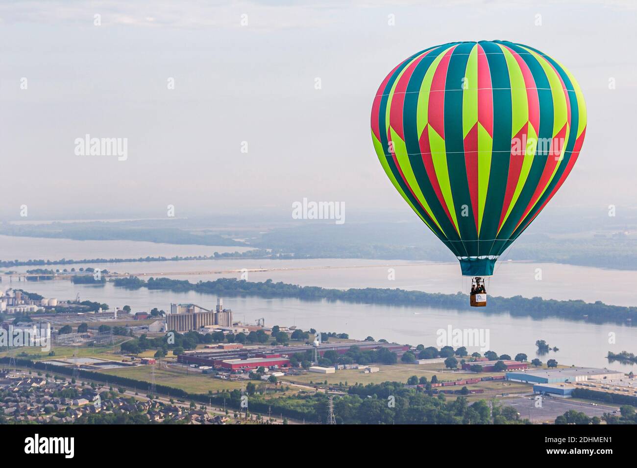 Alabama Decatur Alabama Jubilee Hot Air Balloon Classic,Point Mallard Park balloons annual view from gondola aerial Tennessee River, Stock Photo