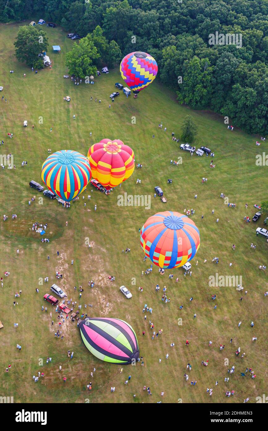 Alabama Decatur Alabama Jubilee Hot Air Balloon Classic,Point Mallard Park balloons annual view from gondola aerial, Stock Photo