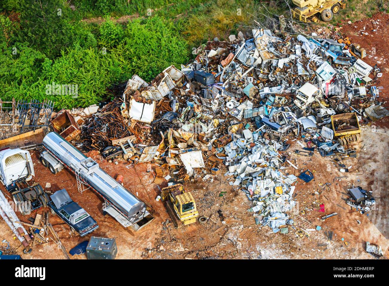 Alabama Decatur junkyard recycled recycling trash salvage aerial view, Stock Photo