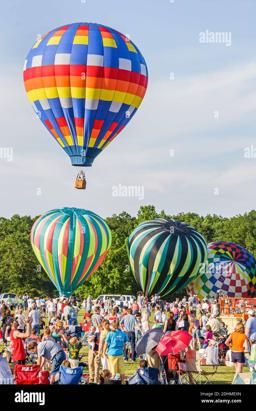 Alabama Decatur Alabama Jubilee Hot Air Balloon Classic,Point Mallard Park balloons annual taking off, Stock Photo