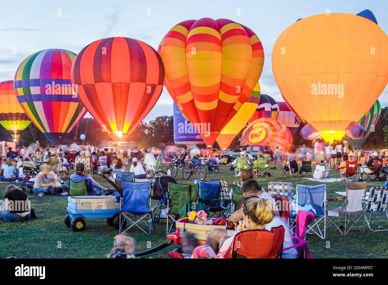 Alabama Decatur Alabama Jubilee Hot Air Balloon Classic,Point Mallard Park balloons annual glowing night evening, Stock Photo
