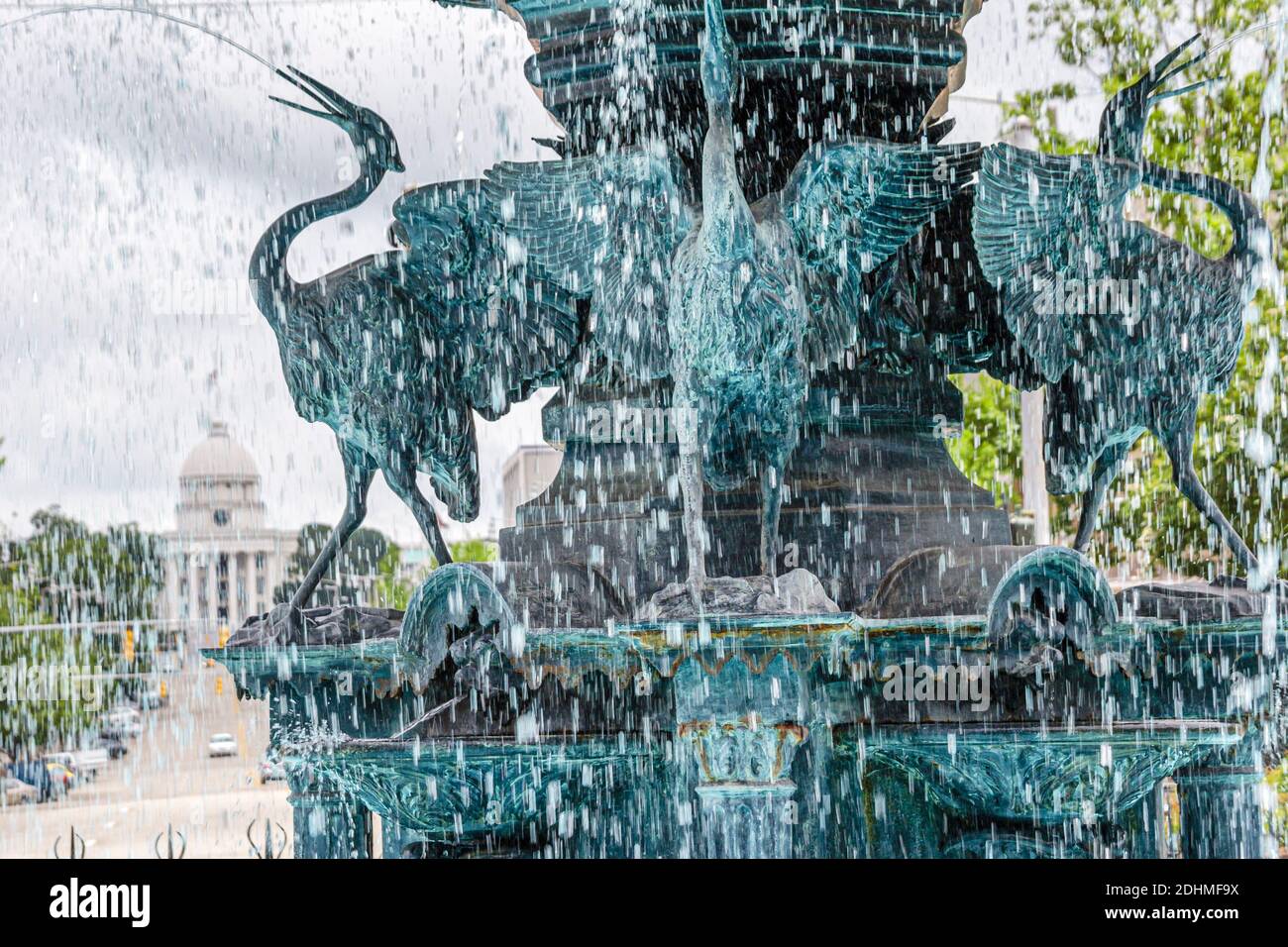 Alabama Montgomery Court Square Fountain,herons State Capitol building public, Stock Photo