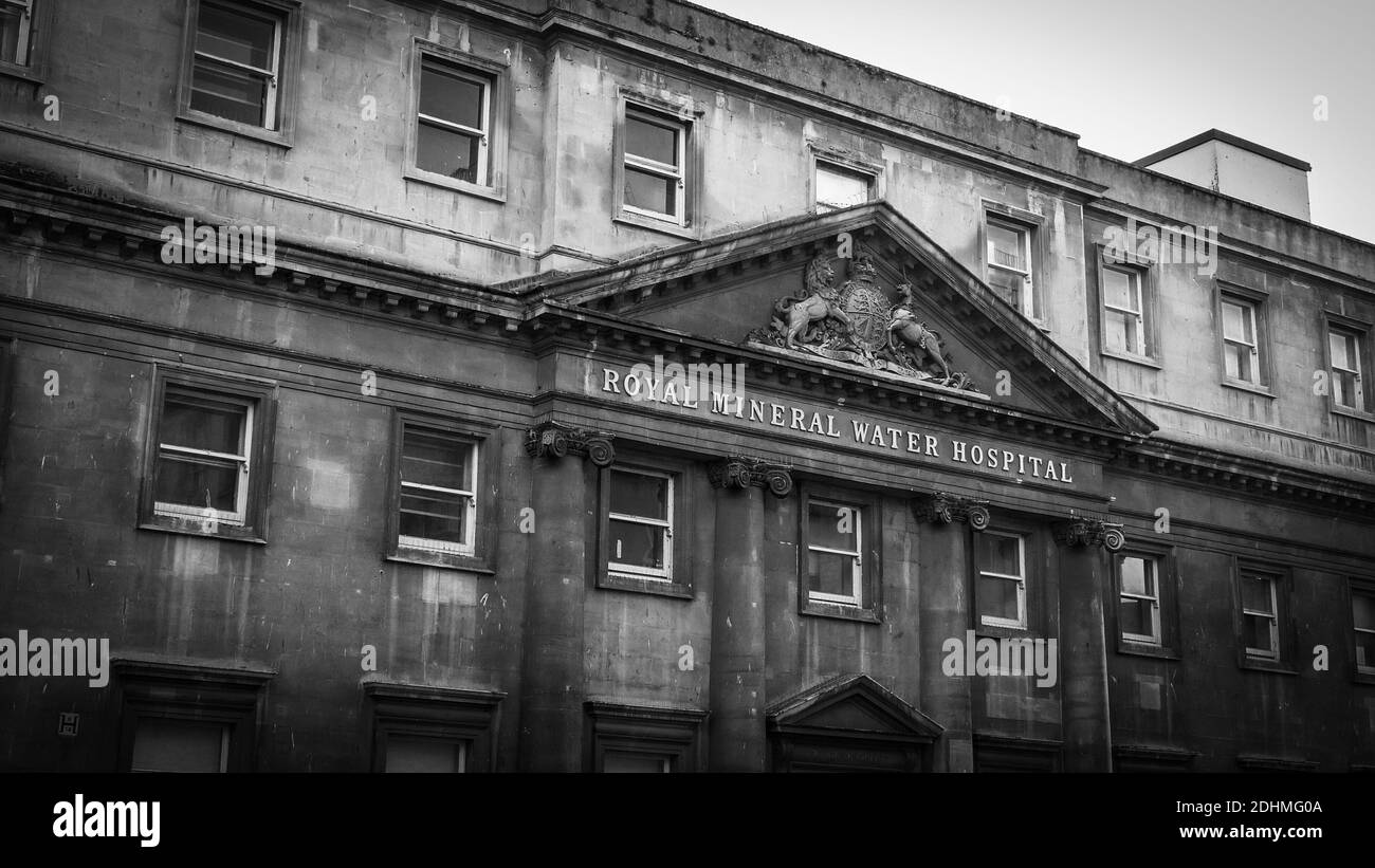 Royal Mineral Water Hospital in Bath England in black and white Stock