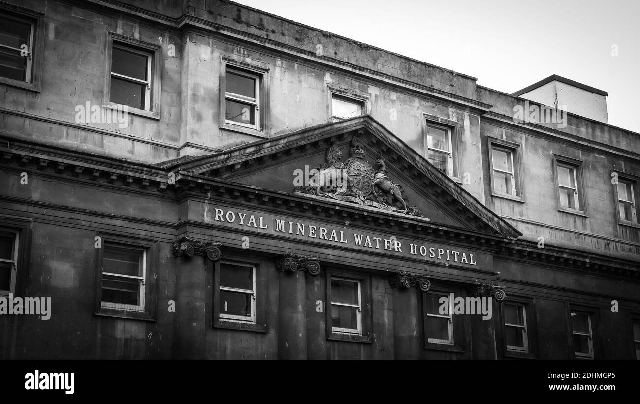 Royal Mineral Water Hospital in Bath England in black and white Stock