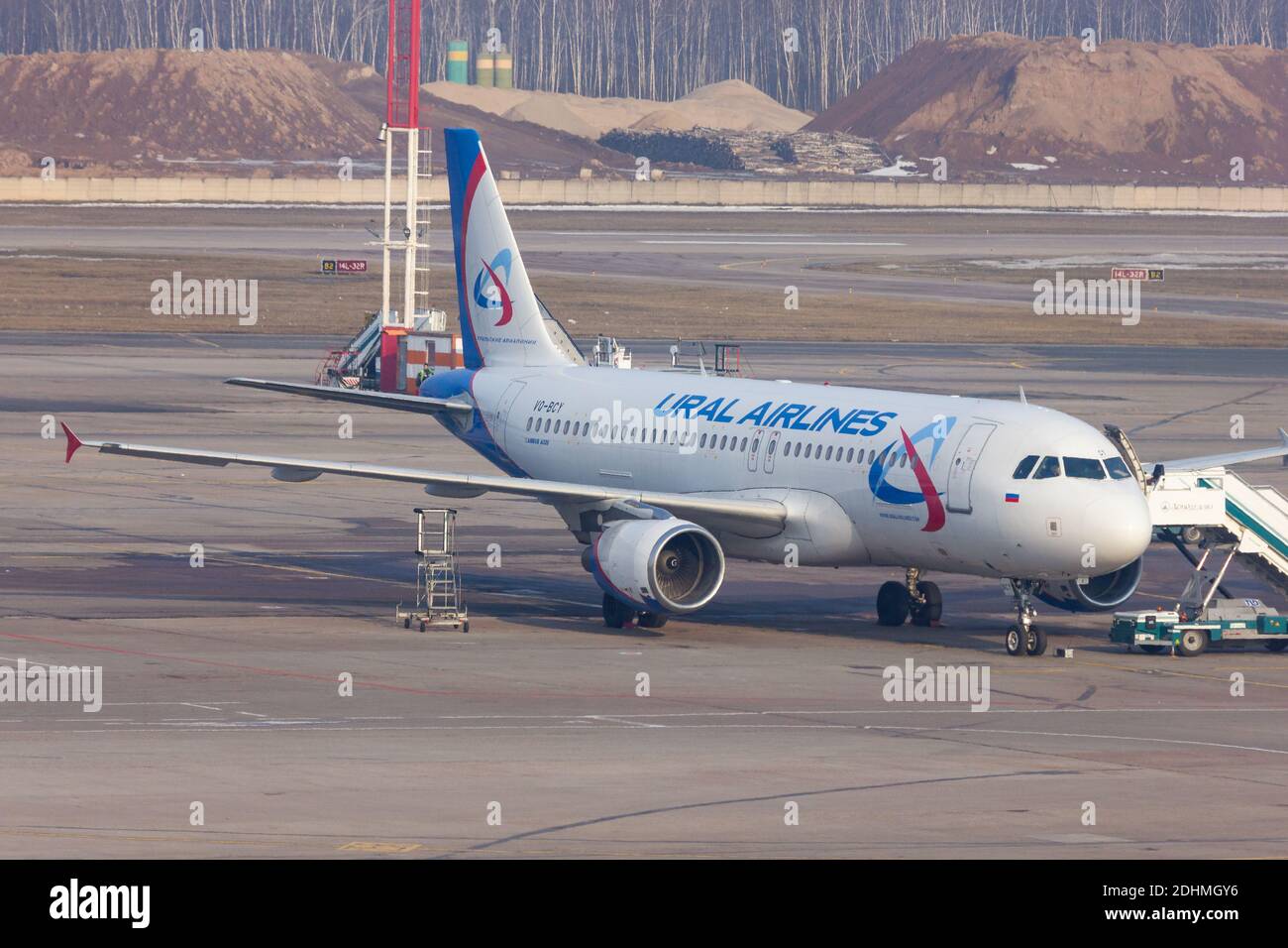Moscow / Russia - 21.07.2015: Several airliner operators fly to Moscow's Domododevo Airport, one of the biggest airports of Moscow. Stock Photo