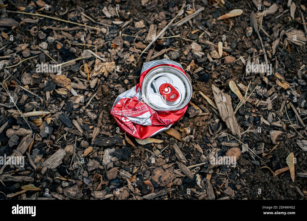 Crushed Can in the Dirt Stock Photo Alamy