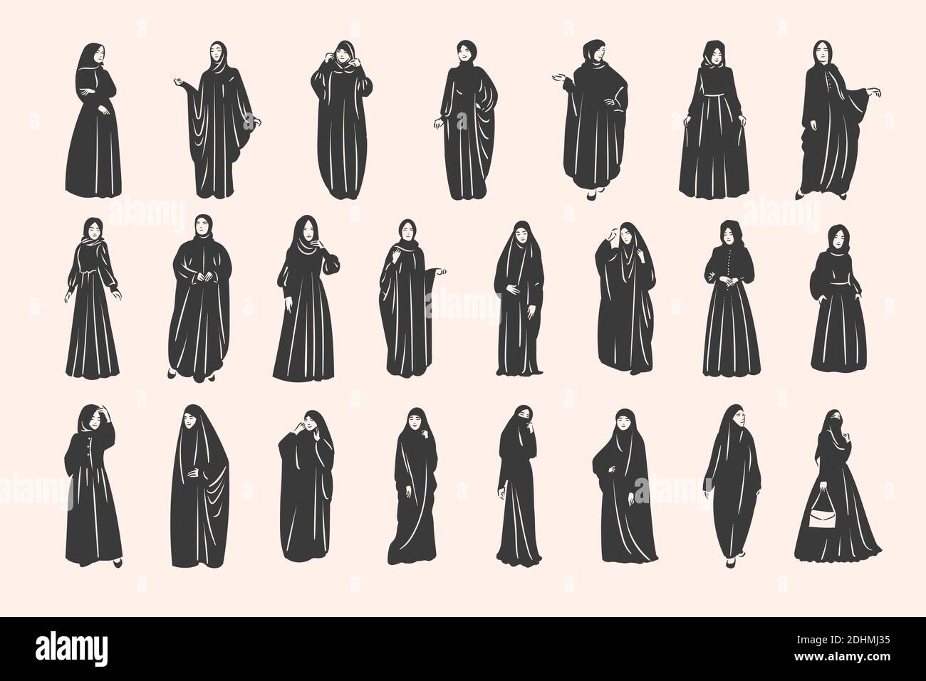 Muslim arabic islam woman in hijab seamless pattern Stock Vector Image ...