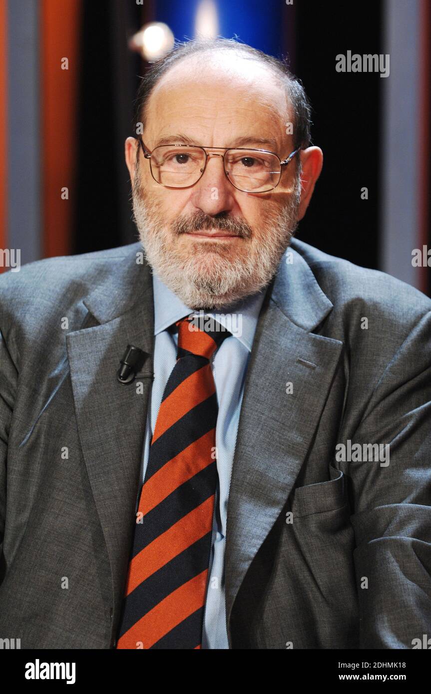 File Photo : Italian author Umberto Eco pictured during the taping of  French literary TV show 'Vol de Nuit', in Paris, France, on April 26, 2007.  Eco, best known for his novel