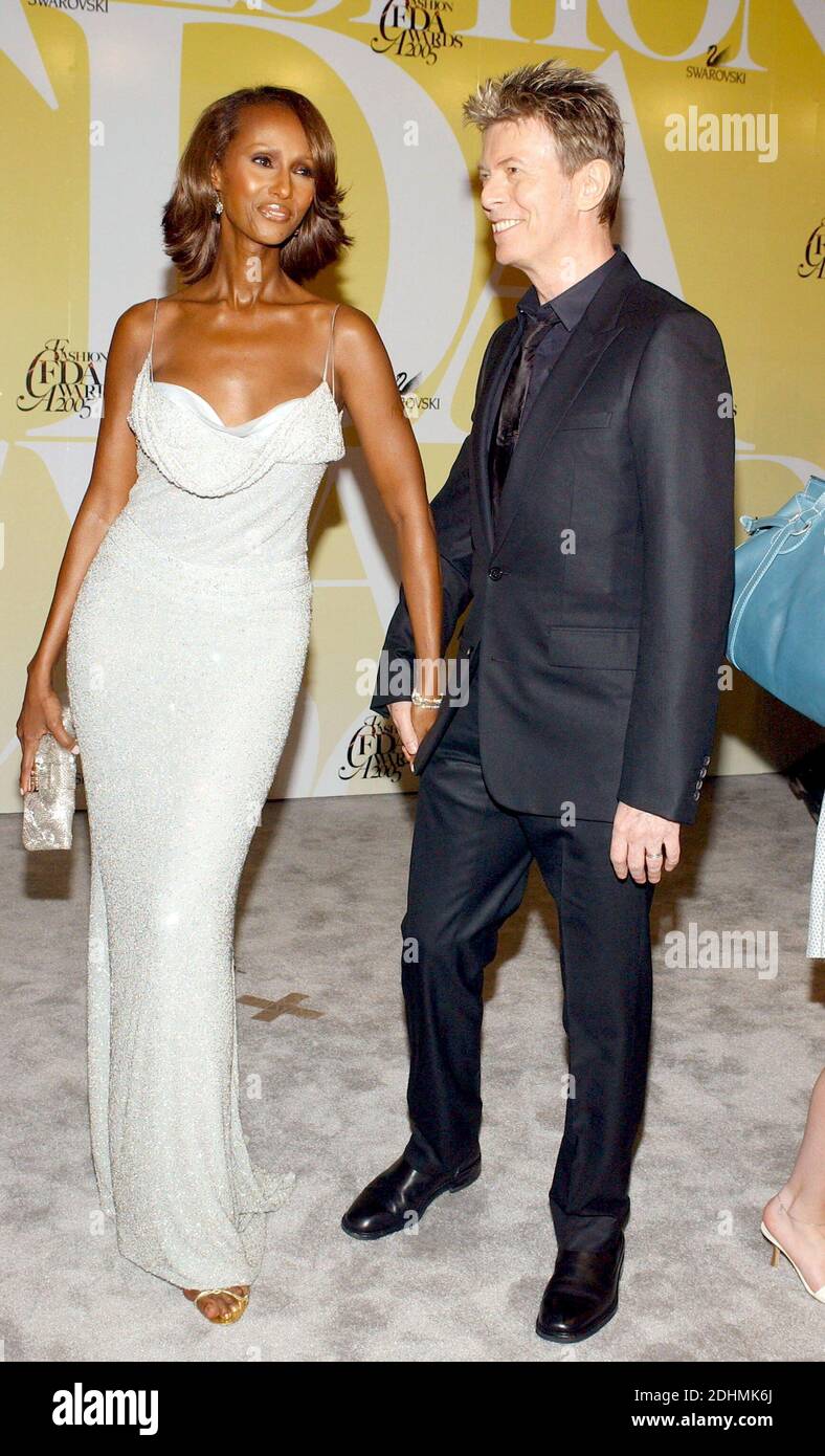 File : British singer David Bowie and his wife, Somali-born top model