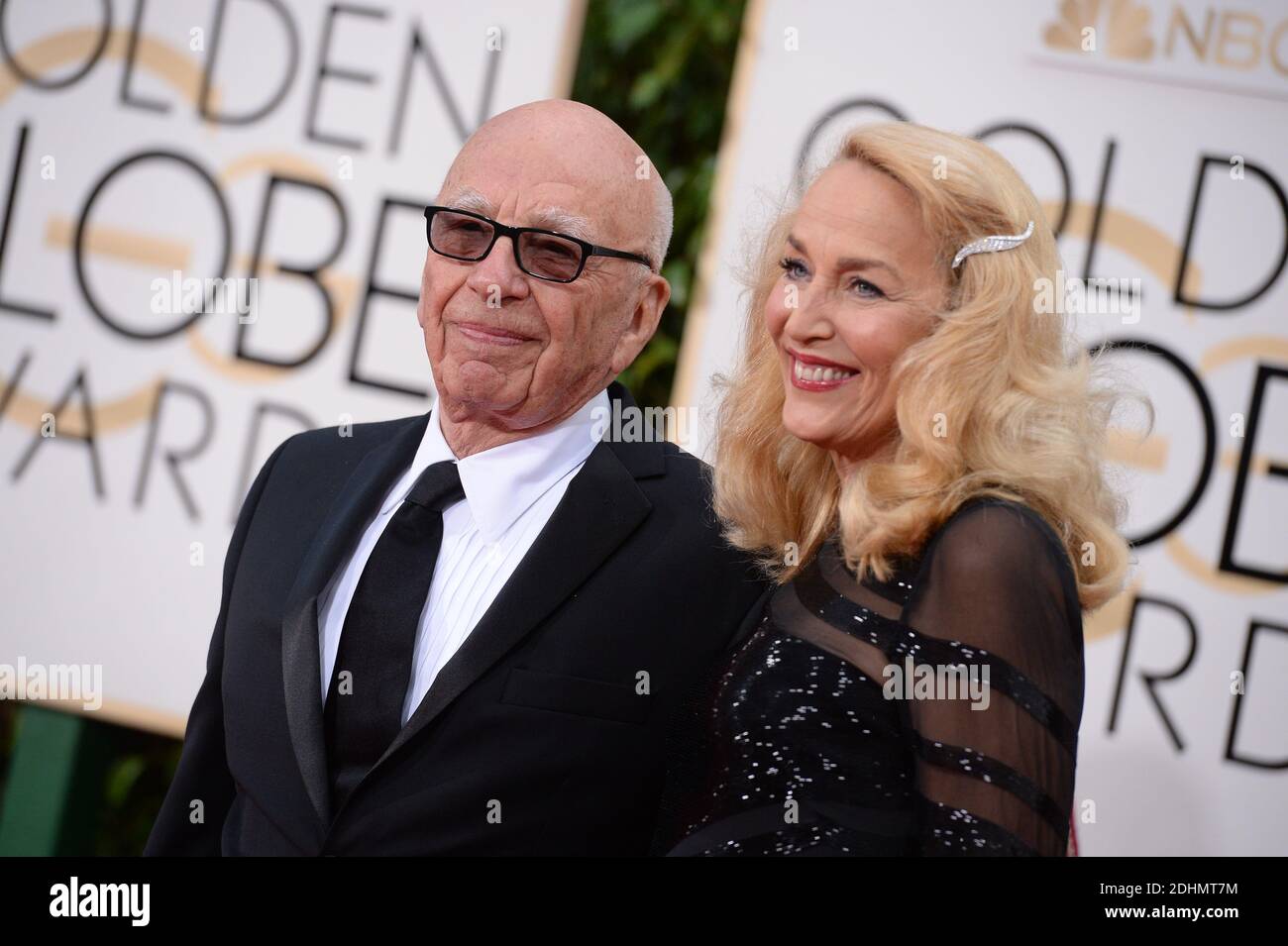 File photo : Jerry Hall and Rupert Murdoch attend the 73rd Annual Golden Globe Awards held at the Beverly Hilton Hotel in Los Angeles, CA, USA, January 10, 2016. Media mogul Rupert Murdoch and former supermodel Jerry Hall have announced their engagement after a whirlwind four-month romance. Mr Murdoch, 84, the executive chairman of News Corporation, which owns The Times, announced the news on the Births, Marriages and Deaths page of the newspaper. Photo by Lionel Hahn/ABACAPRESS.COM Stock Photo