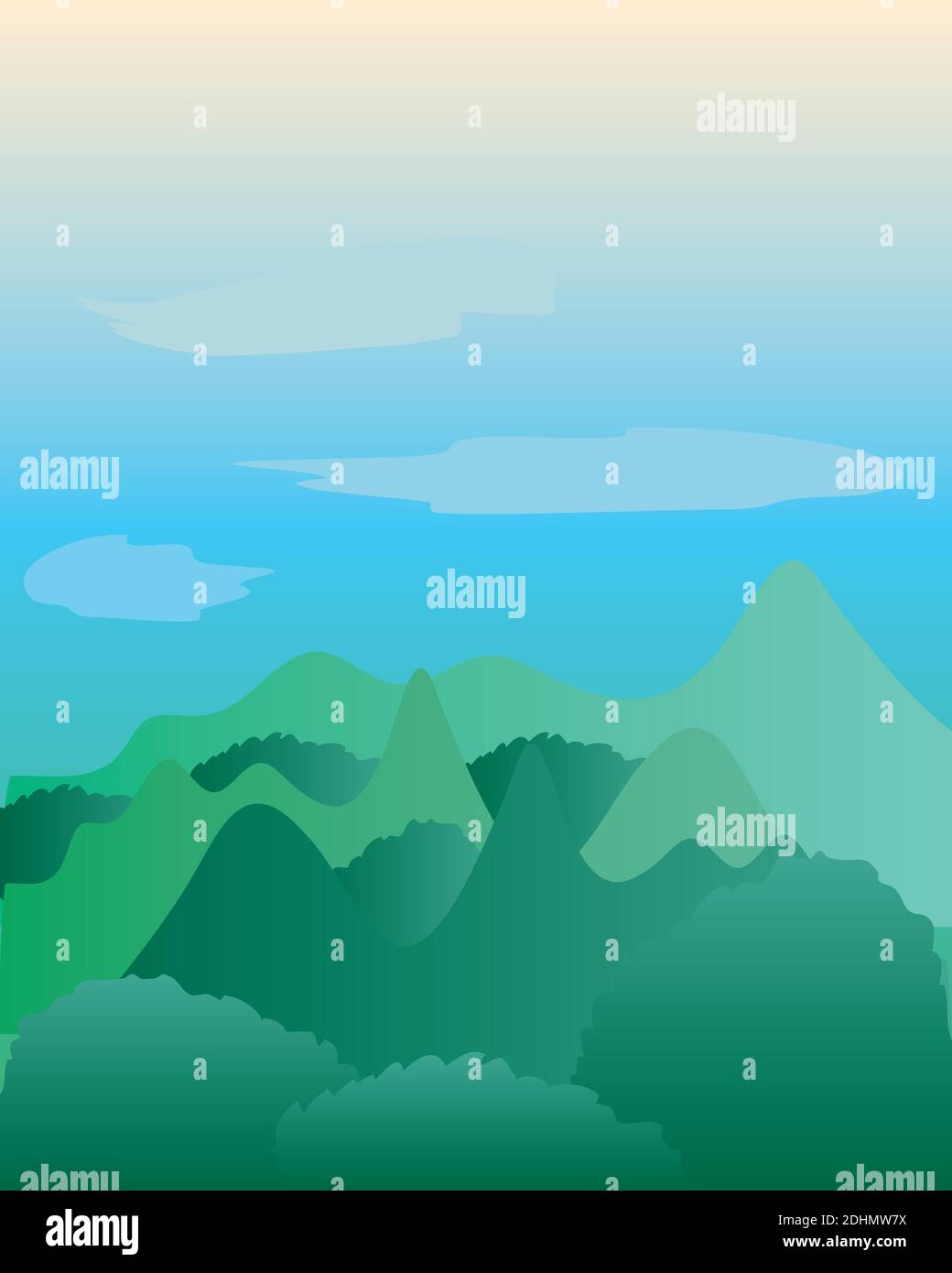 landscape forest trees and mountians green nature image vector ...