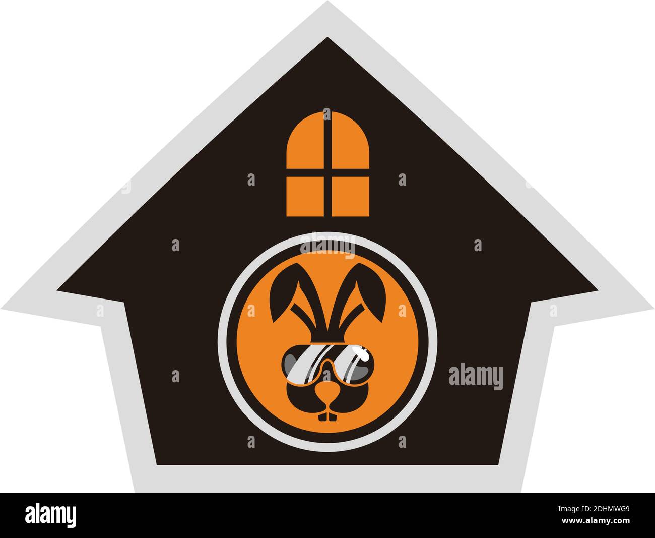 funny rabbit house home icon flat logo vector design concept Stock Vector