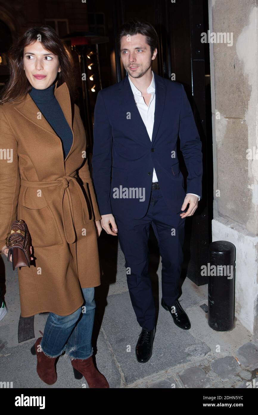 Jeanne Damas and Raphael Personnaz leaving at the runway at the Valentino  Homme show during Paris Men's Fashion Week Fall-Winter 2016/17 in Hotel  Salomon de Rothschild in Paris, France, on January 20,