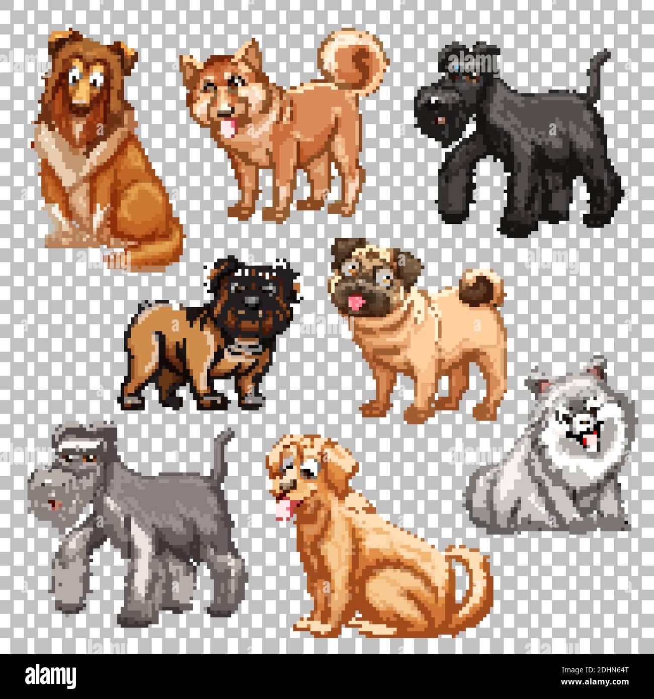 Set of different dogs isolated illustration Stock Vector Image & Art ...