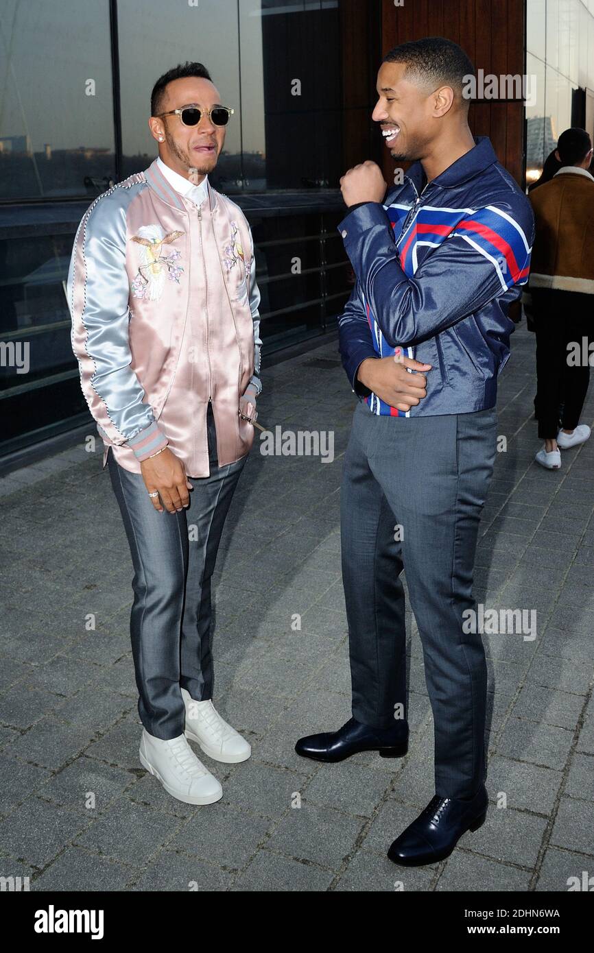 Lewis Hamilton and Michael B. Jordan arriving to the Louis Vuitton  collection presentation as part of Paris Menswear Fall-Winter 2016-2017  Fashion Week on January 21, 2016 in Paris, France. Photo by Aurore  Marechal/ABACAPRESS.COM Stock Photo