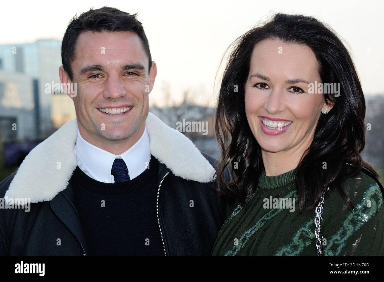 Aussie rugby star Dan Carter and his wife Honor Carter arriving to