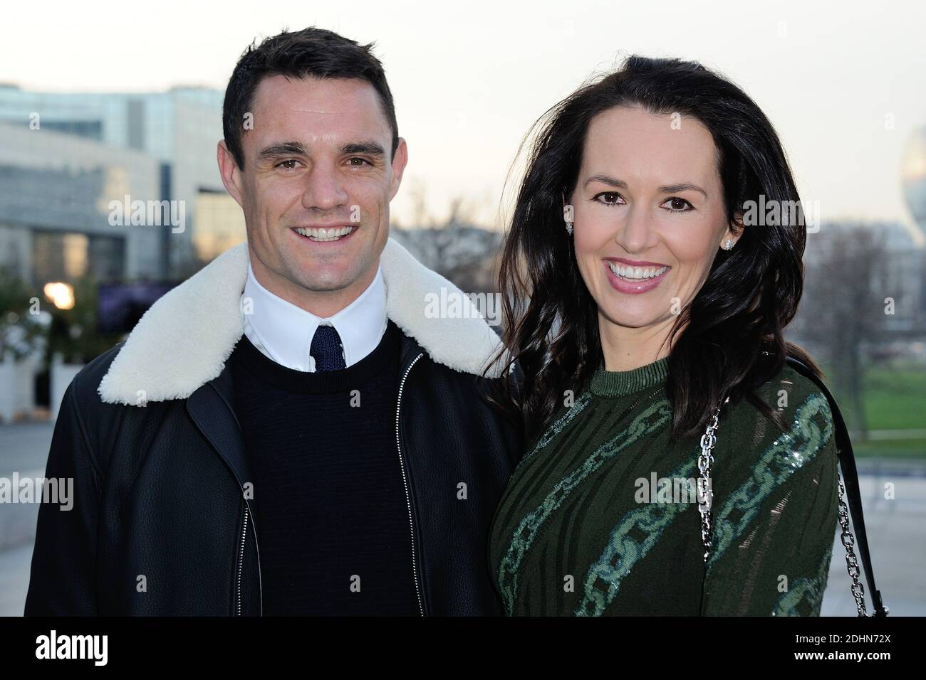Aussie rugby star Dan Carter and his wife Honor Carter arriving to the Louis  Vuitton collection presentation as part of Paris Menswear Fall-Winter  2016-2017 Fashion Week on January 21, 2016 in Paris