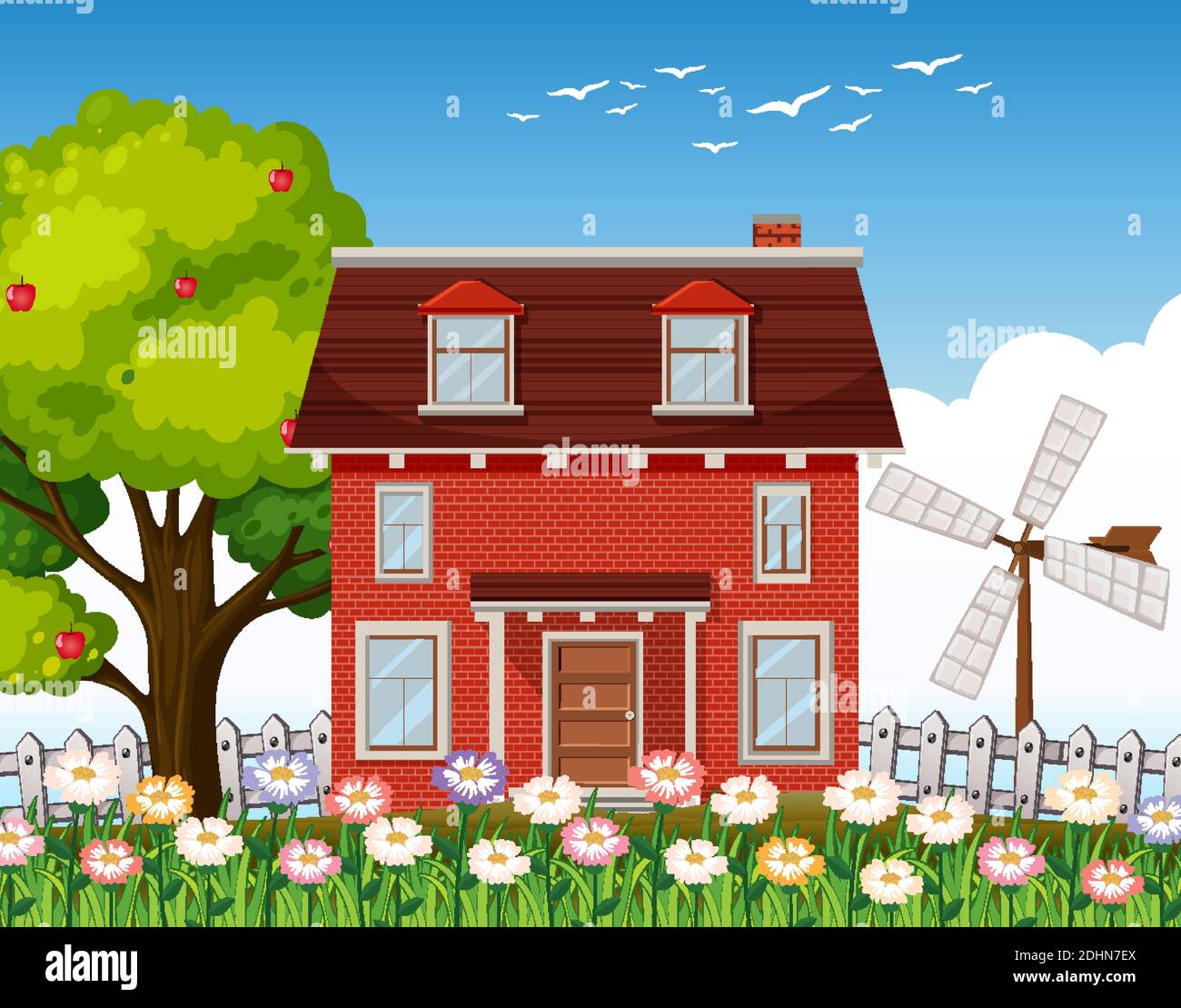 Nature rural house background illustration Stock Vector Image & Art - Alamy