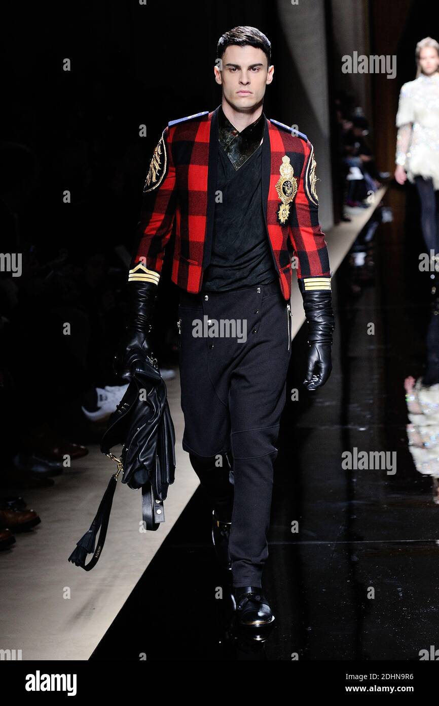 commit Declaration efficacy A model walks the runway at the Balmain Homme show during Paris Men's  Fashion Week Fall-Winter 2016/17 on January 23, 2016 in Paris, France.  Photo by Aurore Marechal/ABACAPRESS.COM Stock Photo - Alamy